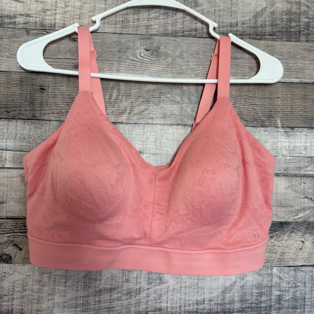 Tommy John Second Skin Triangle Comfort Lace Bralette Pink Size XL (D-DD)